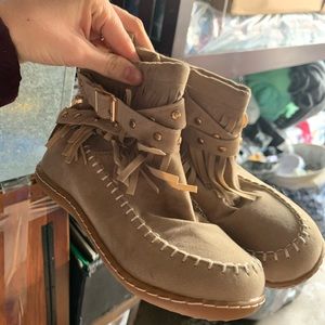 Size 7 1/2 , never worn. I was sold a size too small and couldn’t return.